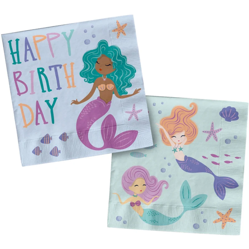Zeemeermin Servetten Magic Happy Birthday (20st)