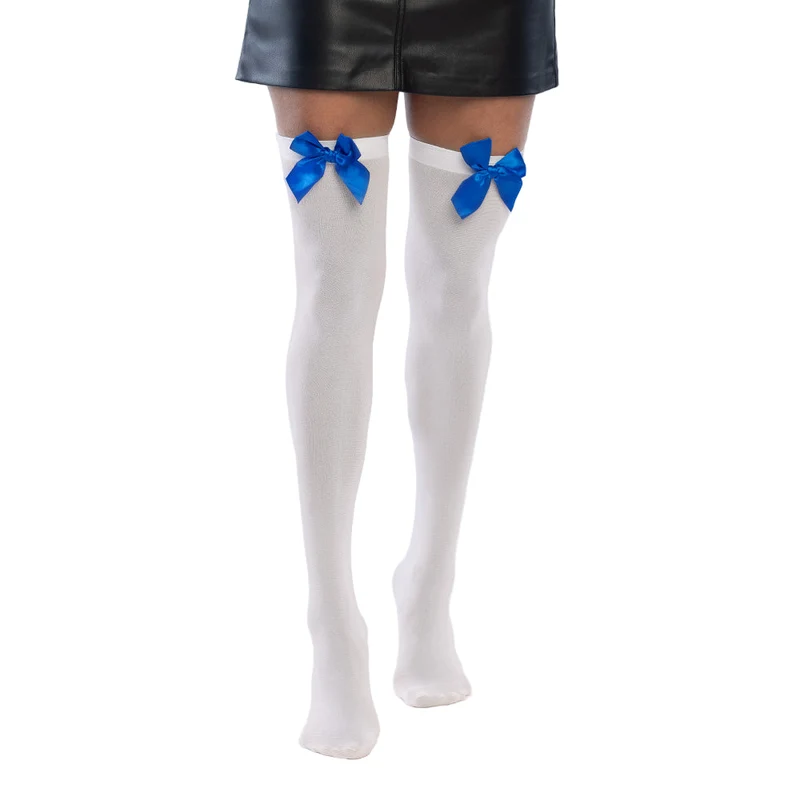 Paar kousen Bow wit/blauw