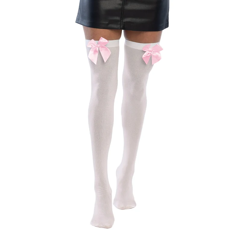 Paar kousen Bow wit/roze