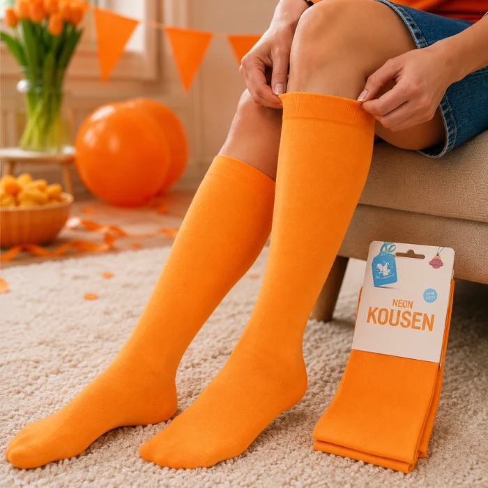 Kousen neon oranje one size