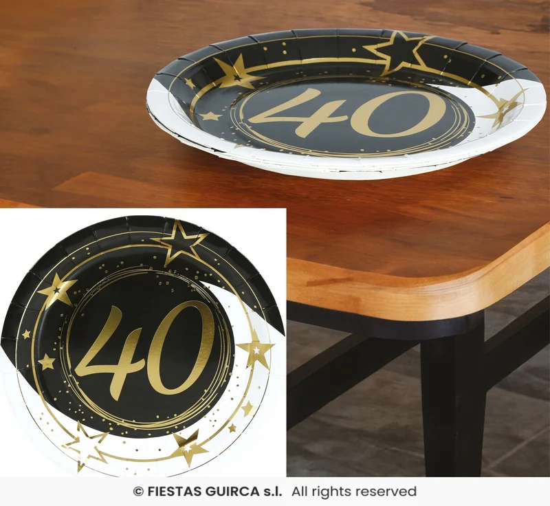 Bordjes 40 Jaar Zwart & Goud Chique