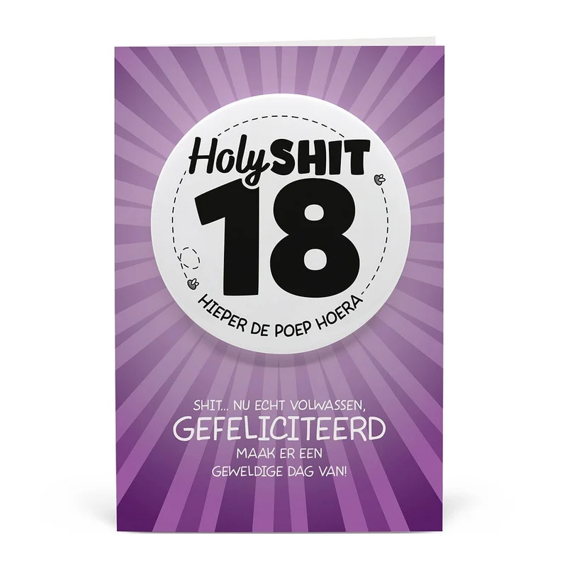 Button Verjaardag Kaart Holy Shit 18 Jaar