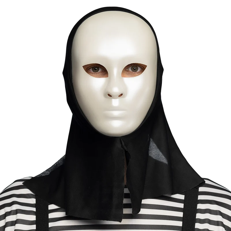 Masker Mime met kap wit