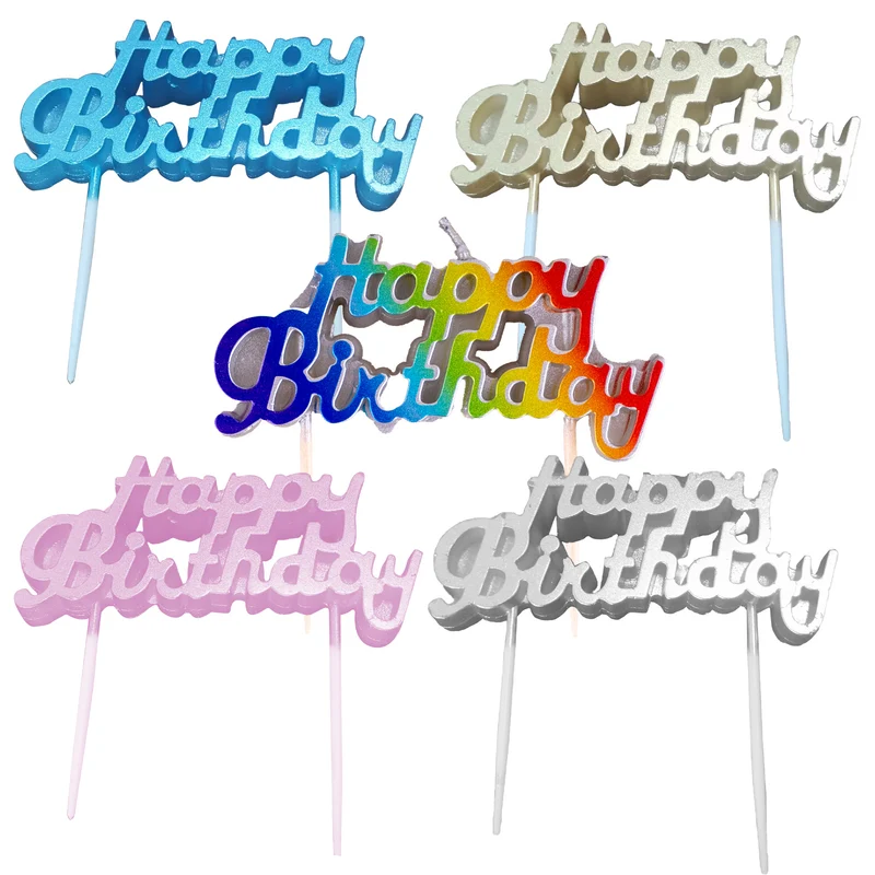 Verjaardagskaars Happy Birthday 5 kleuren