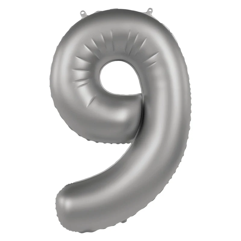 Folieballon Cijfer 9 - Moonlight Silver - 86 cm