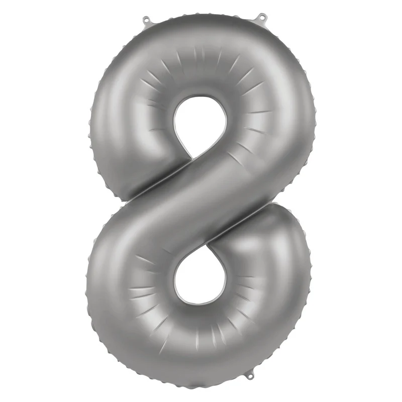 Folieballon Cijfer 8 - Moonlight Silver - 86 cm
