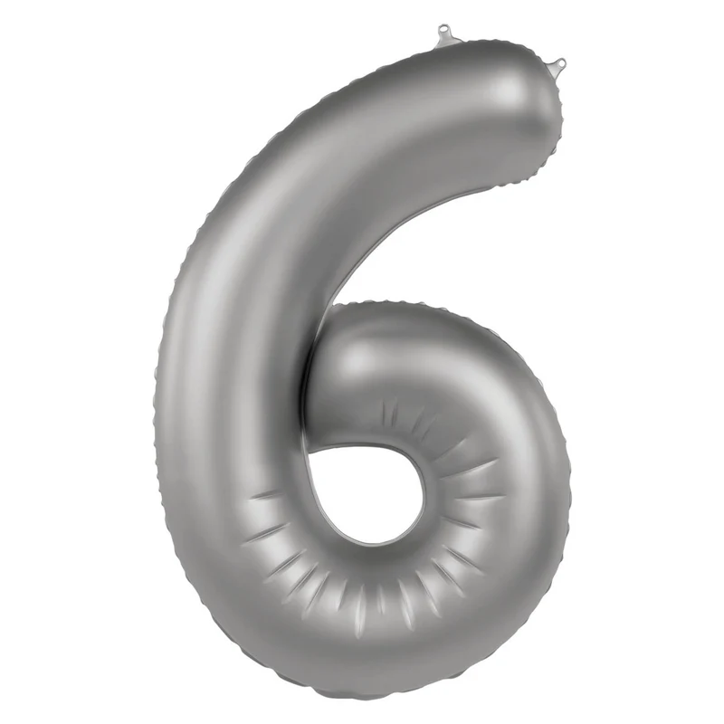 Folieballon Cijfer 6 - Moonlight Silver - 86 cm