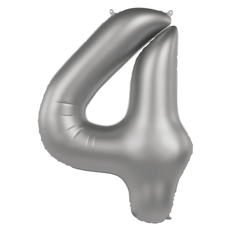 Folieballon Cijfer 4 - Moonlight Silver - 86 cm