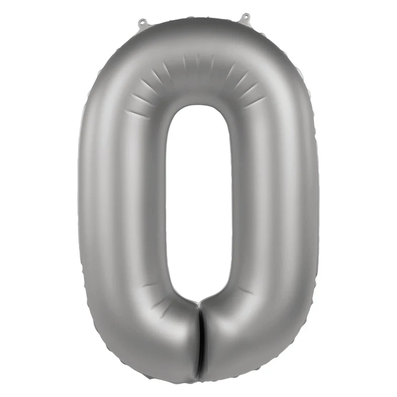 Folieballon Cijfer 0 - Moonlight Silver - 86 cm