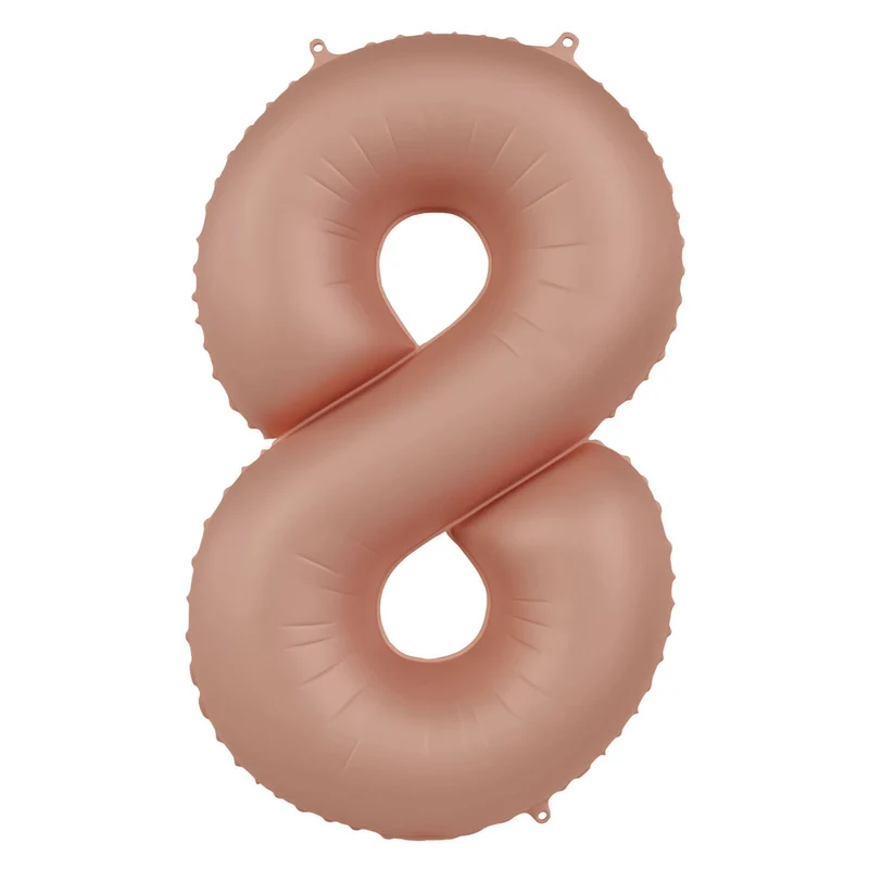 Folieballon Cijfer 8 - Rose Goud Mat - 86 cm