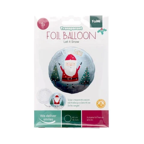 Folieballon rond let it snow - Snowglobe - 45cm