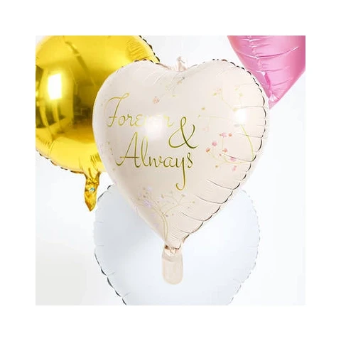 Folieballon hart forever & always - Beige - 45cm