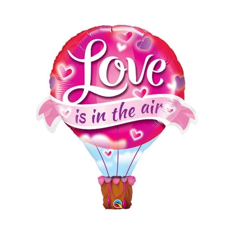 Folieballon luchtballon love is in the air - Roze - 107cm