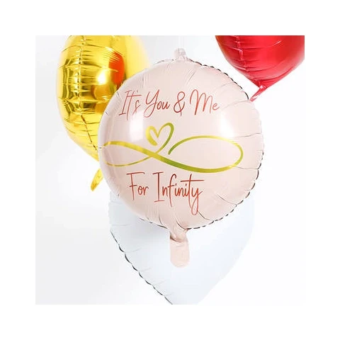 Folieballon rond infinity love - Roze - 45cm