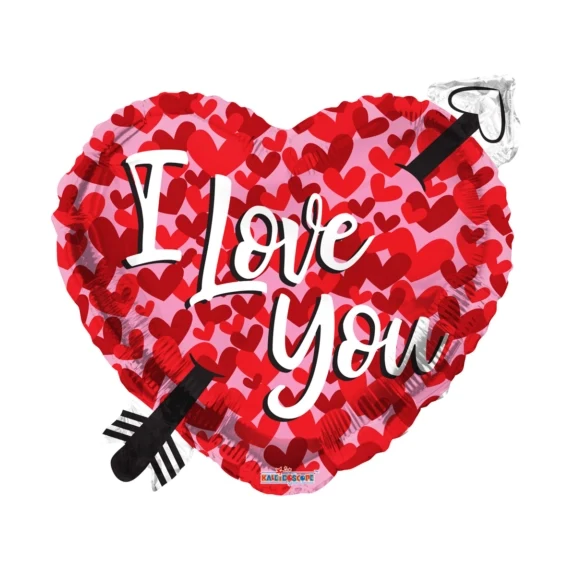 Folieballon hart I love you - Rood met pijl - 46cm