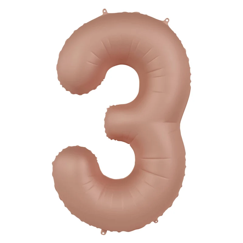 Folieballon Cijfer 3 - Rose Goud Mat - 86 cm