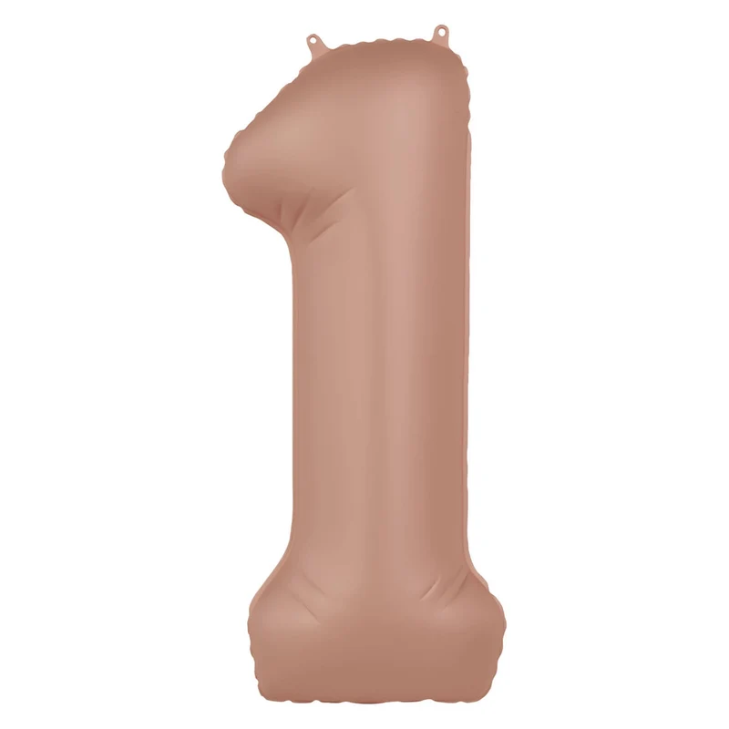 Folieballon Cijfer 1 - Rose Goud Mat - 86 cm