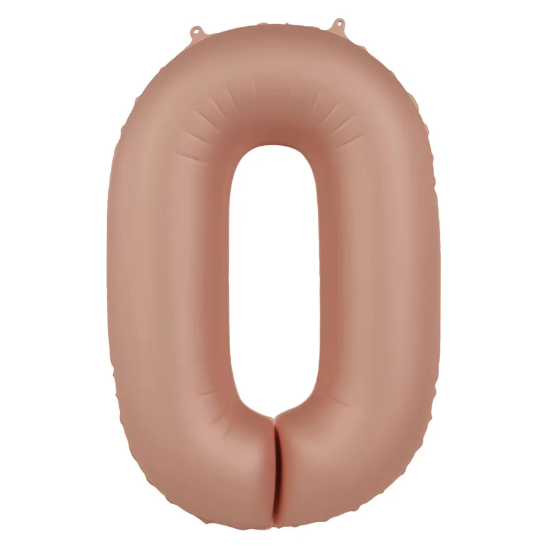 Folieballon Cijfer 0 - Rose Goud Mat - 86 cm