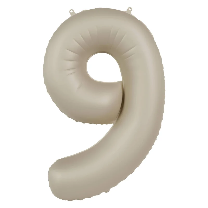 Folieballon Cijfer 9 - Creamy Latte Mat- 86 cm