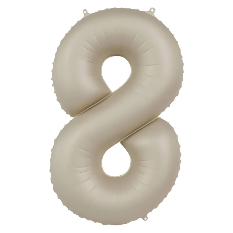 Folieballon Cijfer 8 - Creamy Latte Mat- 86 cm