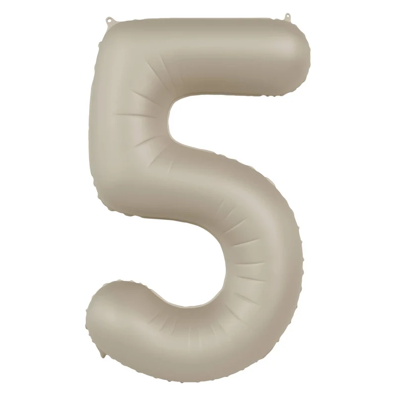 Folieballon Cijfer 5 - Creamy Latte Mat- 86 cm
