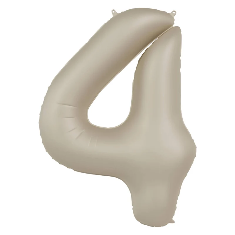 Folieballon Cijfer 4 - Creamy Latte Mat- 86 cm