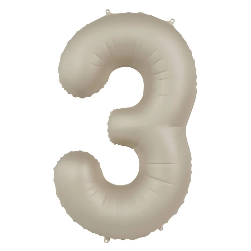 Folieballon Cijfer 3 - Creamy Latte Mat- 86 cm
