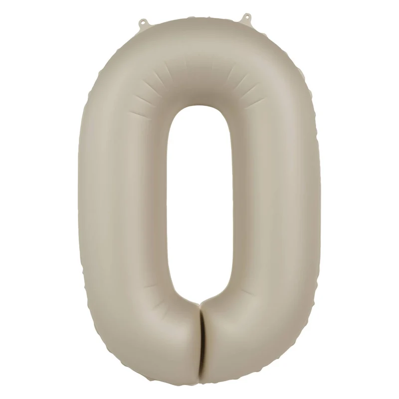 Folieballon Cijfer 0 - Creamy Latte Mat- 86 cm