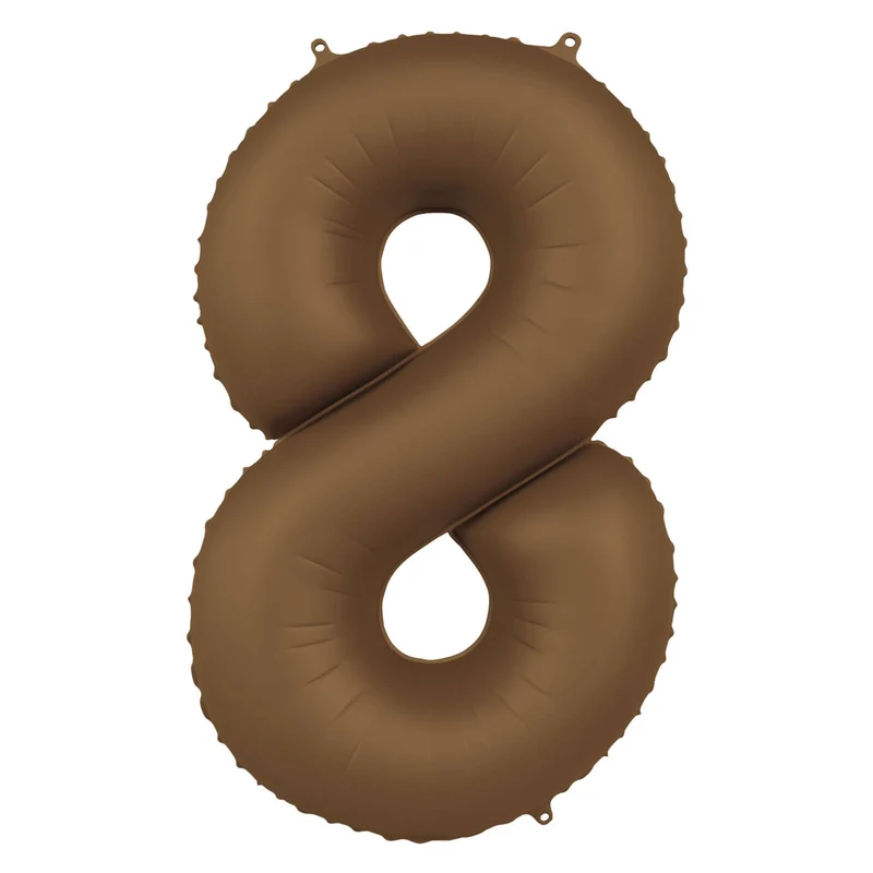 Folieballon Cijfer 8 - Chocolade Bruin Mat- 86 cm