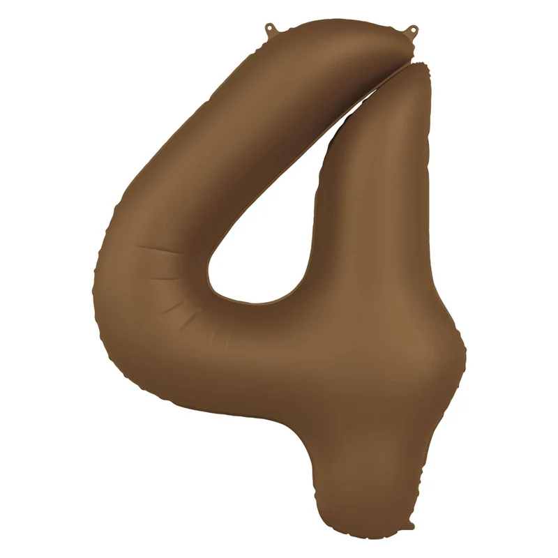 Folieballon Cijfer 4 - Chocolade Bruin Mat- 86 cm