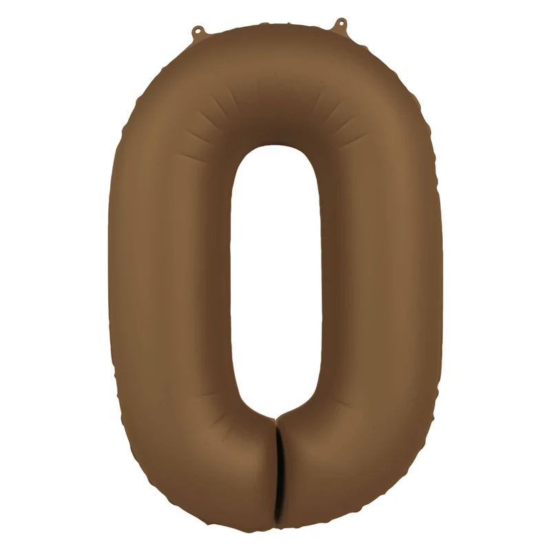 Folieballon Cijfer 0 - Chocolade Bruin Mat- 86 cm