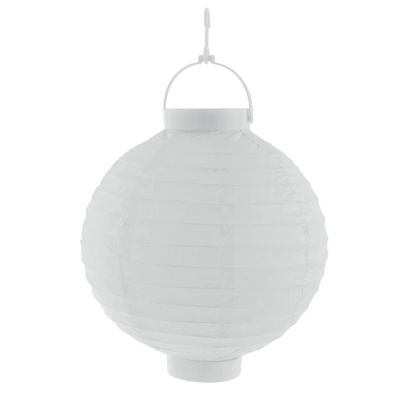 Lampion papier wit 20 cm met licht
