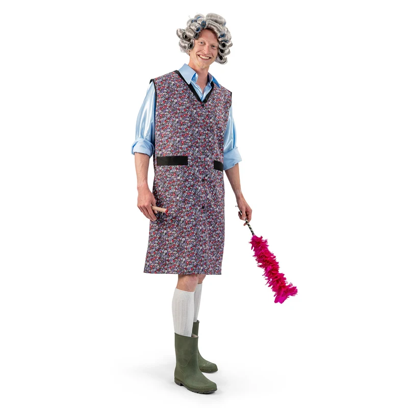 Grootmoeder schort / Schoonmaakster schort met bloemen
