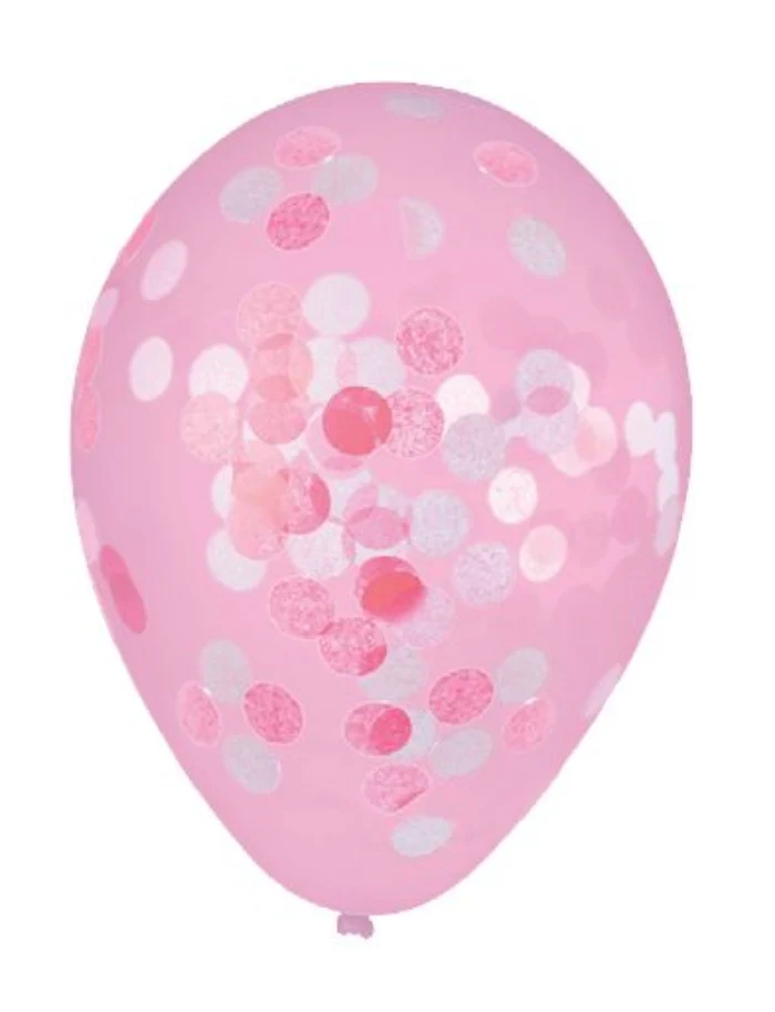 Confetti ballonnen roze/wit 30 cm - 5 stuks