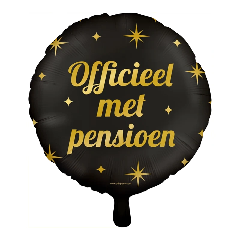Folieballon Pensioen - goud zwart - 45cm