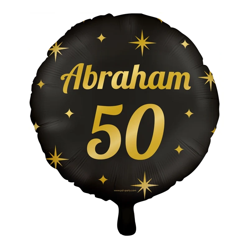 Folieballon Abraham 50 jaar - goud zwart - 45cm