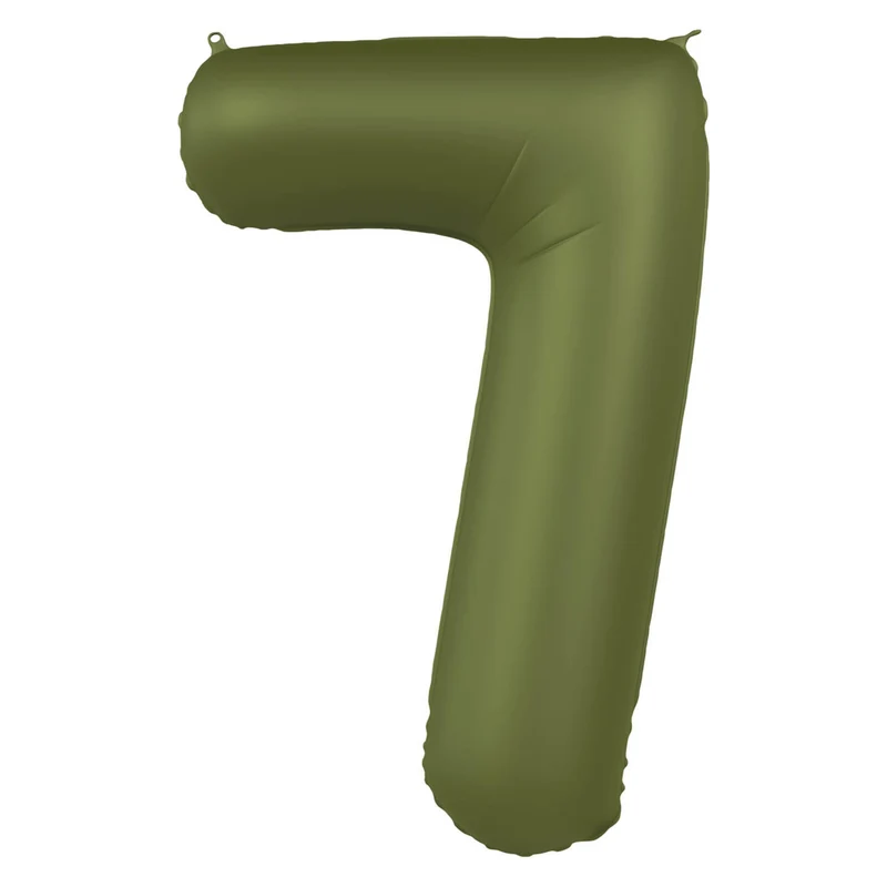 Folieballon Cijfer 7 - Olijf Groen Mat- 86 cm