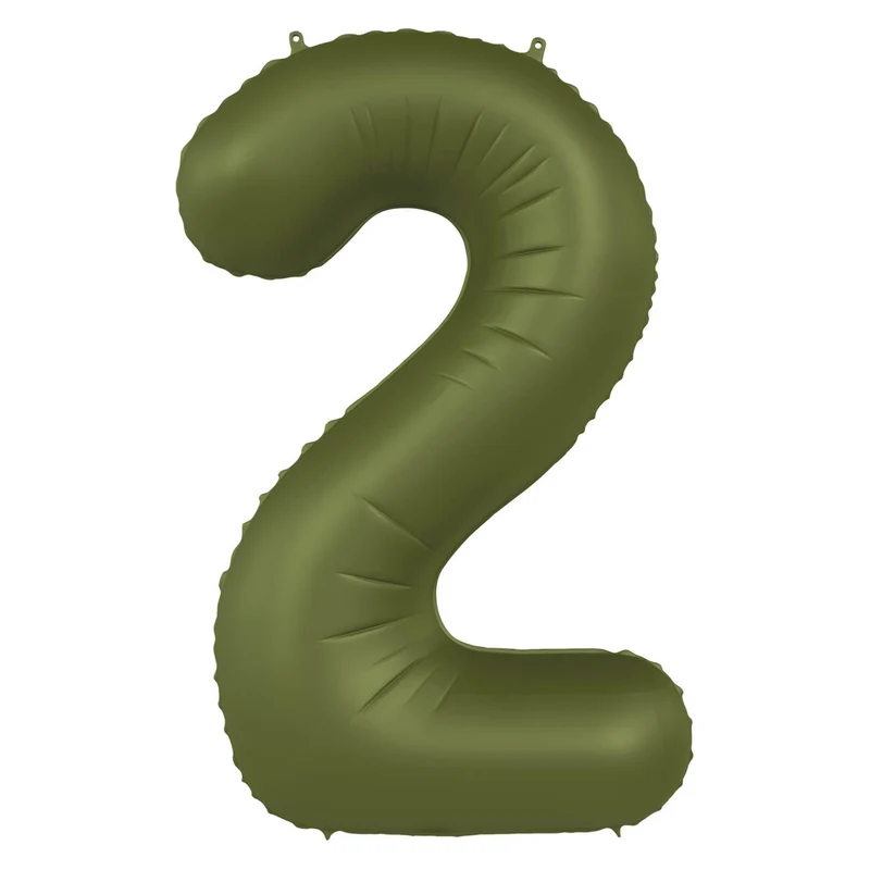 Folieballon Cijfer 2 - Olijf Groen Mat- 86 cm