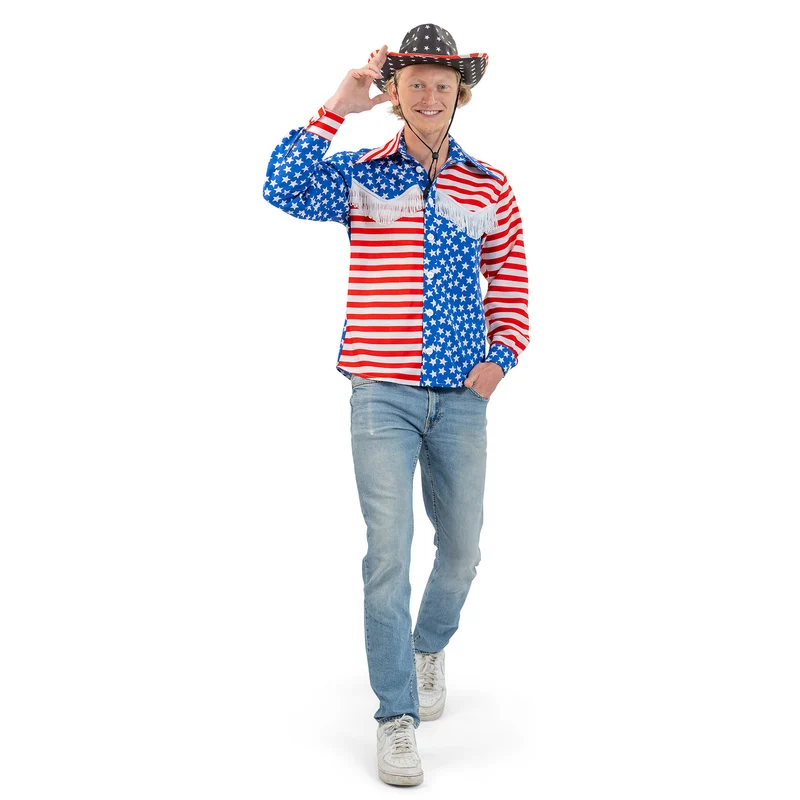 Shirt Amerika vlag heren