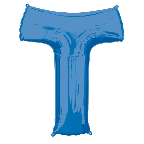 Folieballon Blauwe Letter 'T' - Groot