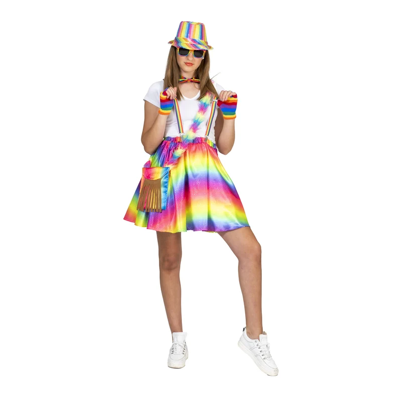 Disco regenboog rok Rosy dames