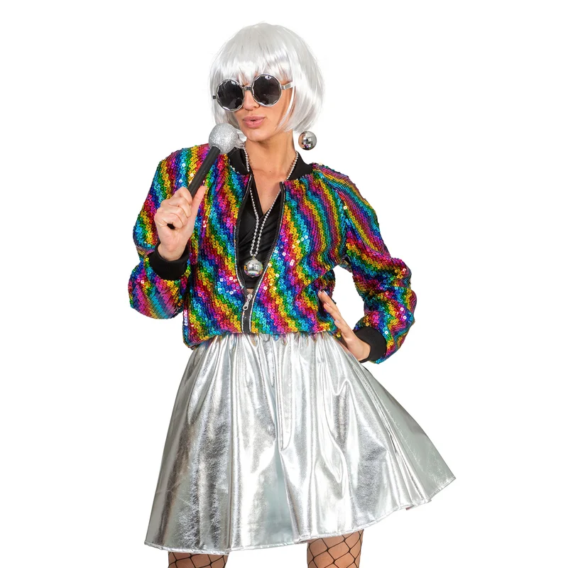 Disco jas Tessa in regenboog kleuren dames