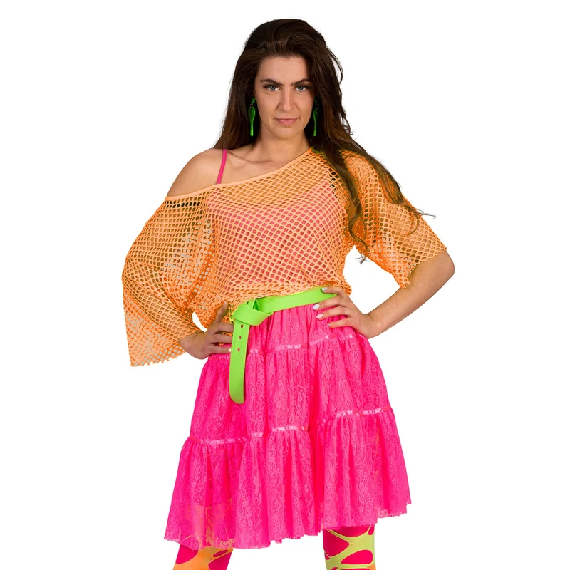 Visnet shirt Evi in neon oranje