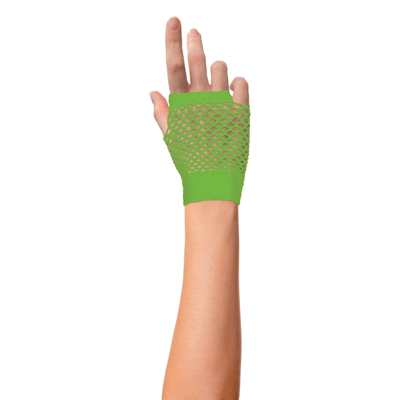 Korte vingerloze nethandschoenen Evi neon groen