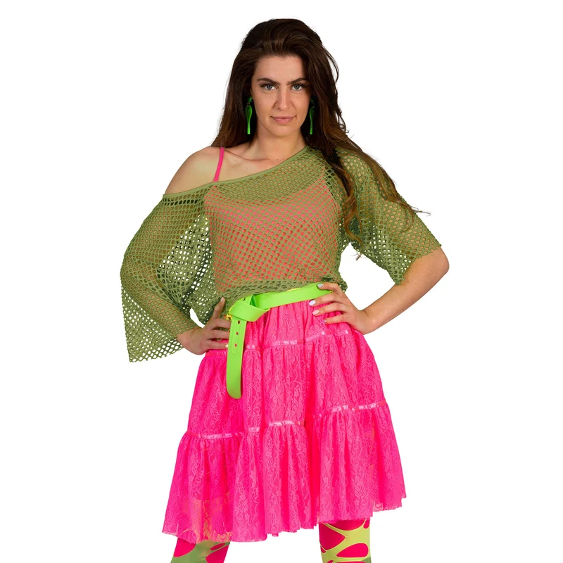 Visnet shirt in legergroen