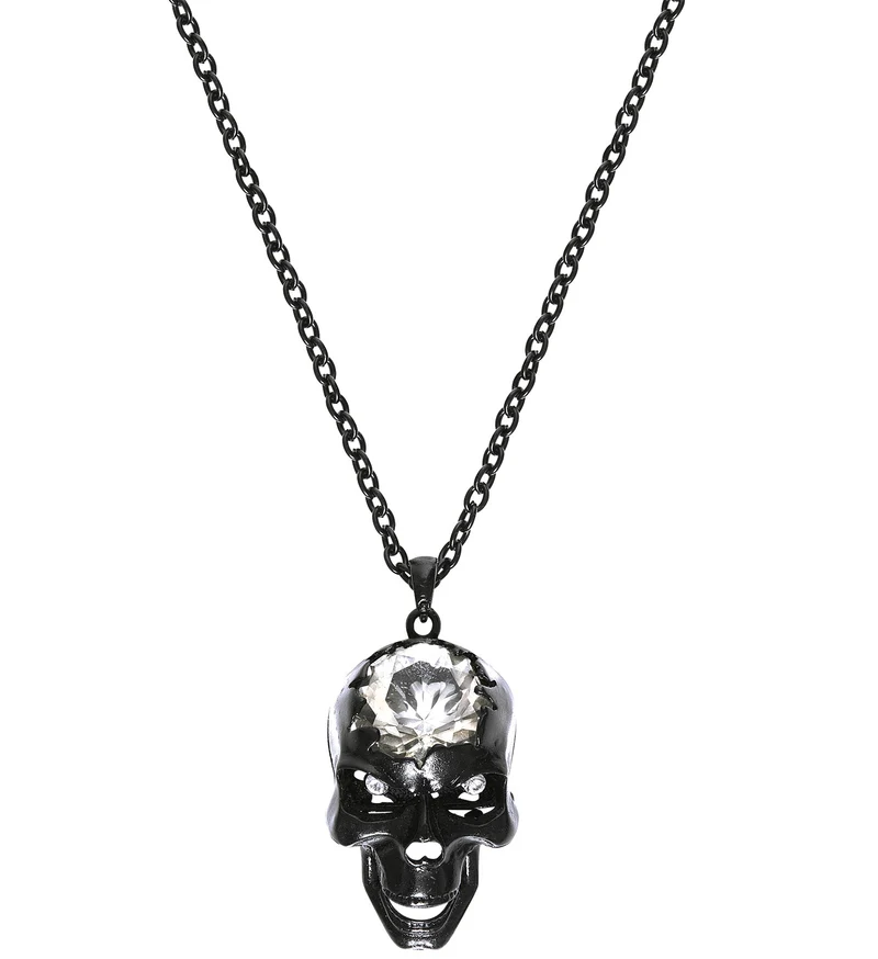 Schedel ketting zilver zwart