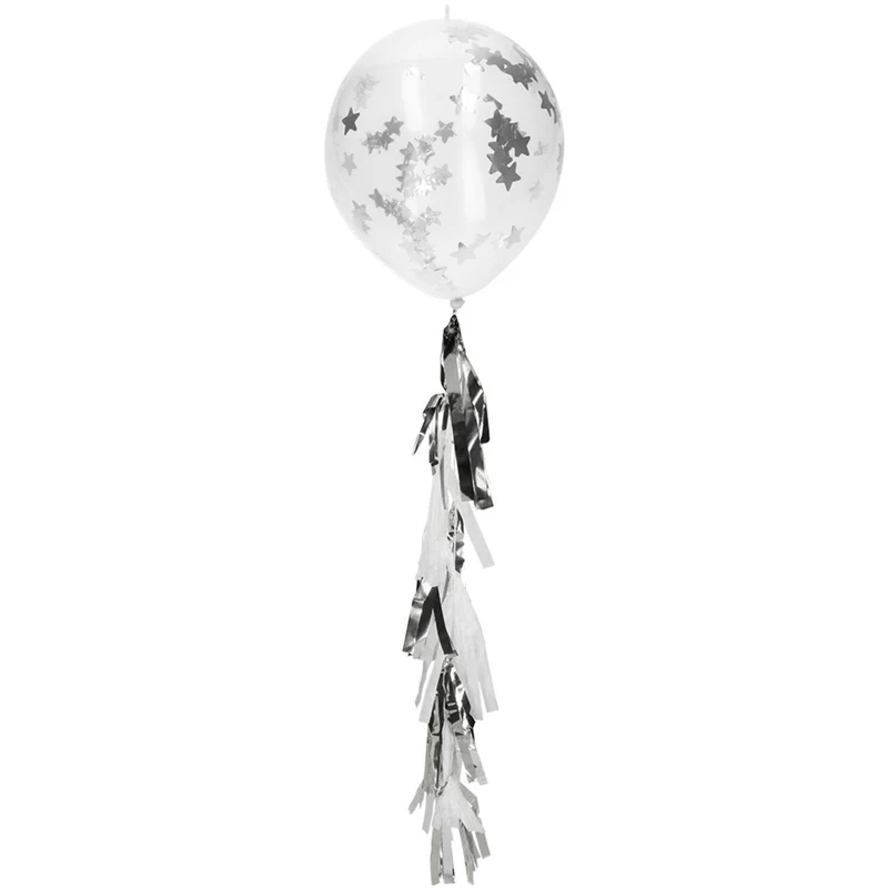 Confetti Ballonnen Zilveren Sterren Met Tassel (3st)