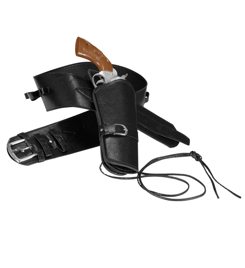 Cowboy holster zwart met riem