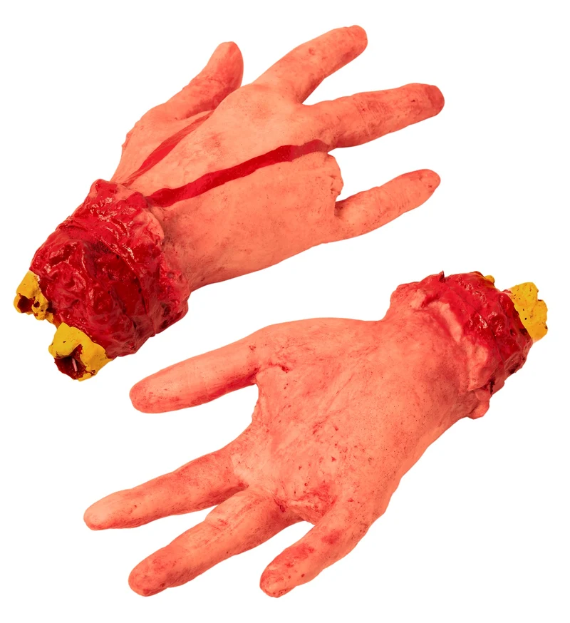 Afgehakte hand 4 vingers met bloed
