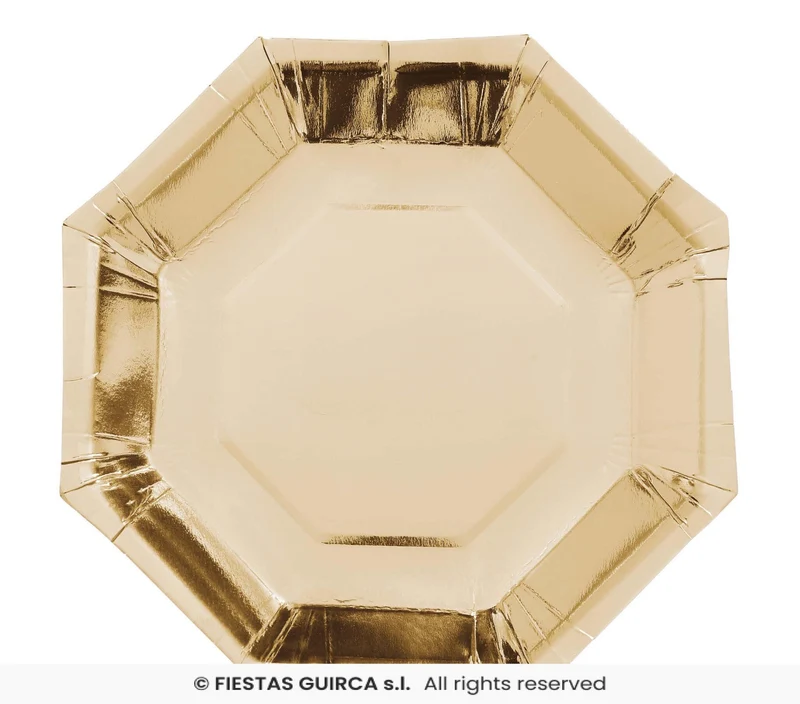 Achthoekige Bordjes Metallic Goud (6st)